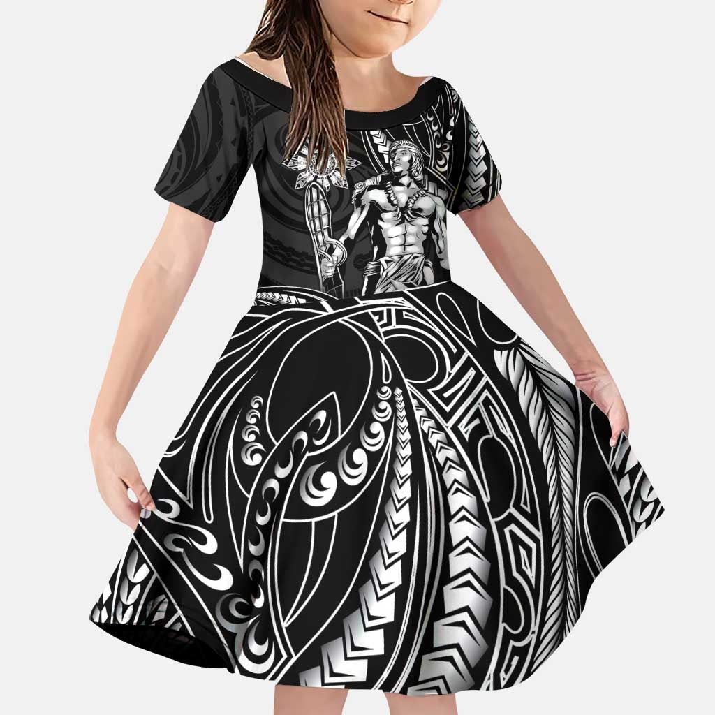 Filipinos Lapu Lapu Hero Family Matching Off Shoulder Maxi Dress and Hawaiian Shirt Black Polynesian Tribal Tattoo