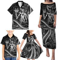 Filipinos Lapu Lapu Hero Family Matching Puletasi and Hawaiian Shirt Black Polynesian Tribal Tattoo