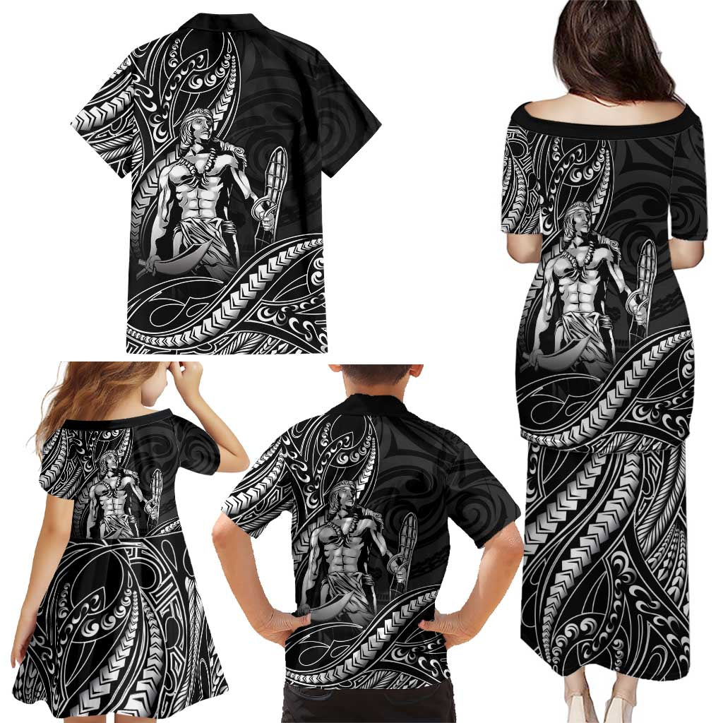 Filipinos Lapu Lapu Hero Family Matching Puletasi and Hawaiian Shirt Black Polynesian Tribal Tattoo