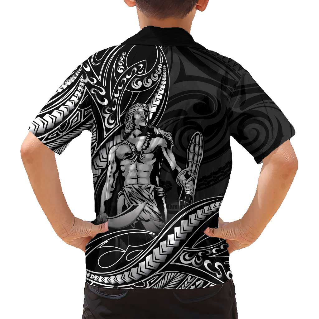 Filipinos Lapu Lapu Hero Family Matching Short Sleeve Bodycon Dress and Hawaiian Shirt Black Polynesian Tribal Tattoo