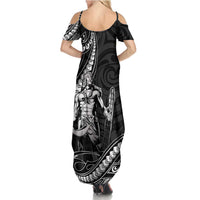 Filipinos Lapu Lapu Hero Family Matching Summer Maxi Dress and Hawaiian Shirt Black Polynesian Tribal Tattoo