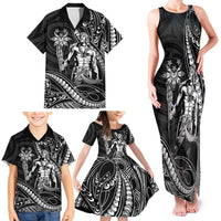 Filipinos Lapu Lapu Hero Family Matching Tank Maxi Dress and Hawaiian Shirt Black Polynesian Tribal Tattoo