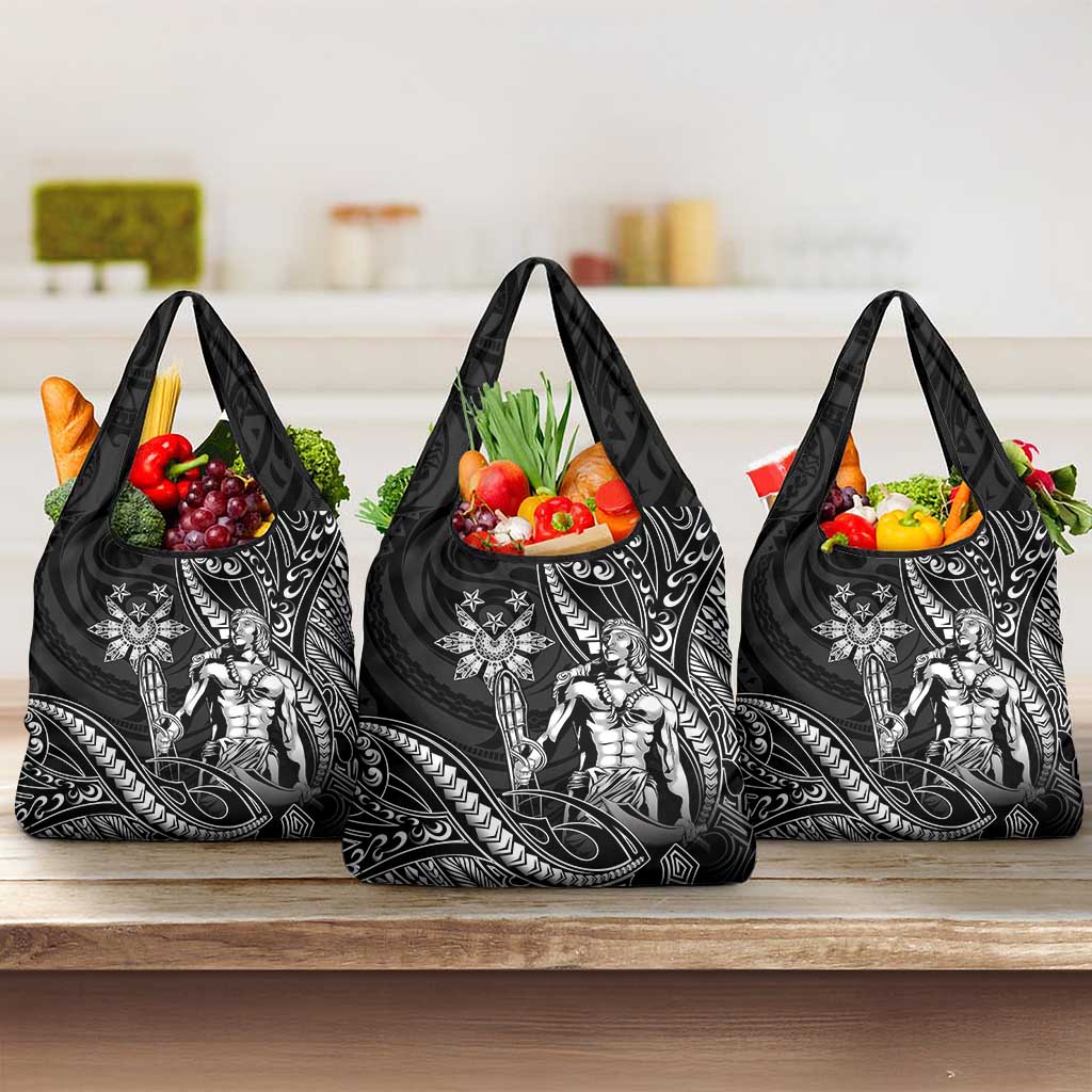 Filipinos Lapu Lapu Hero Grocery Bag Black Polynesian Tribal Tattoo