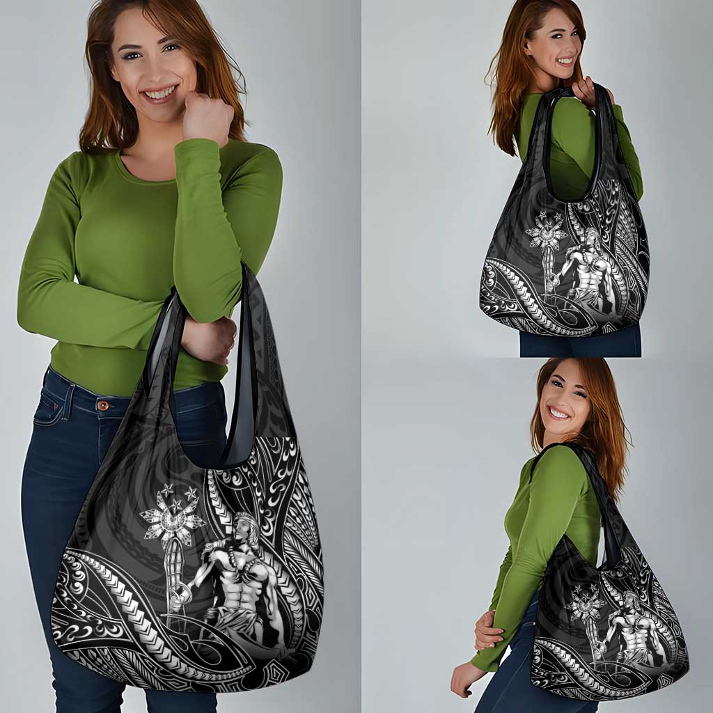 Filipinos Lapu Lapu Hero Grocery Bag Black Polynesian Tribal Tattoo