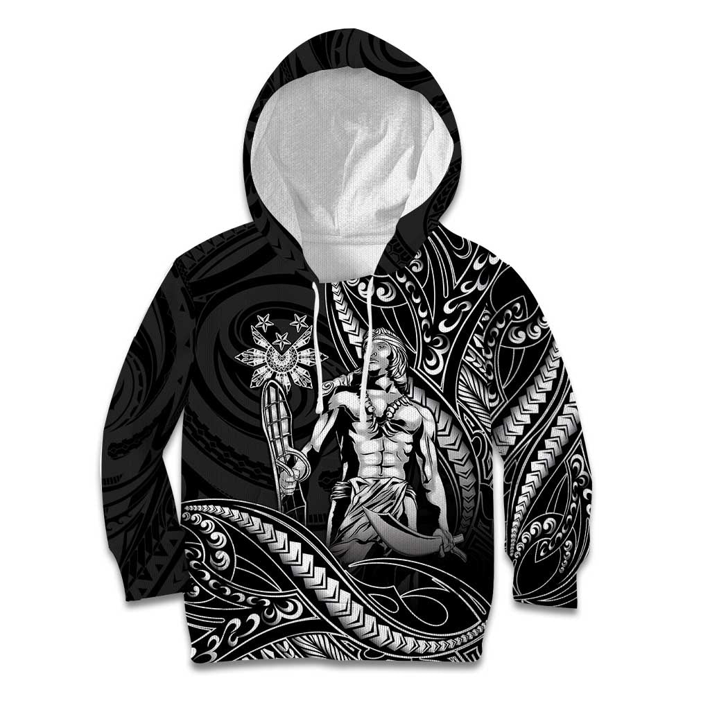 Filipinos Lapu Lapu Hero Kid Hoodie Black Polynesian Tribal Tattoo