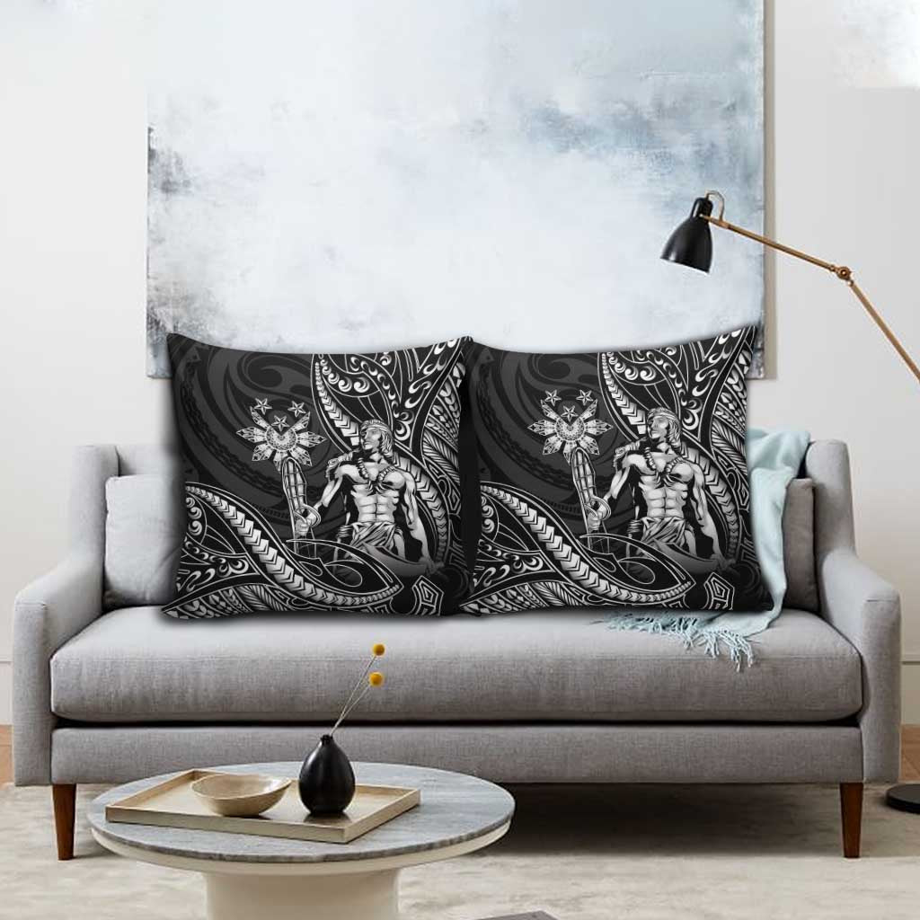 Filipinos Lapu Lapu Hero Pillow Cover Black Polynesian Tribal Tattoo