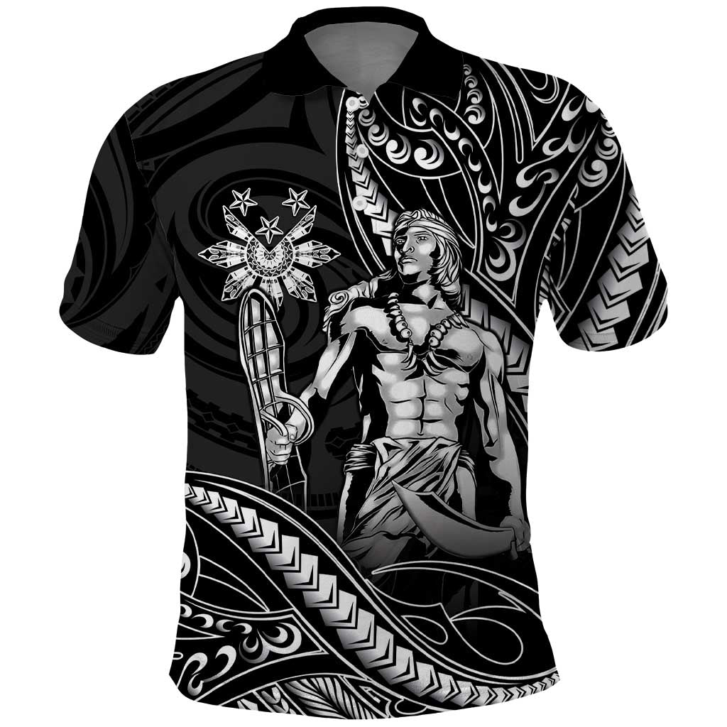 Filipinos Lapu Lapu Hero Polo Shirt Black Polynesian Tribal Tattoo
