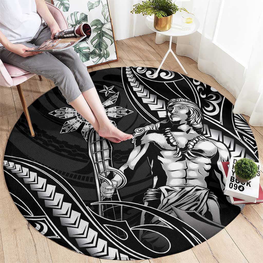 Filipinos Lapu Lapu Hero Round Carpet Black Polynesian Tribal Tattoo LT05 - Polynesian Pride