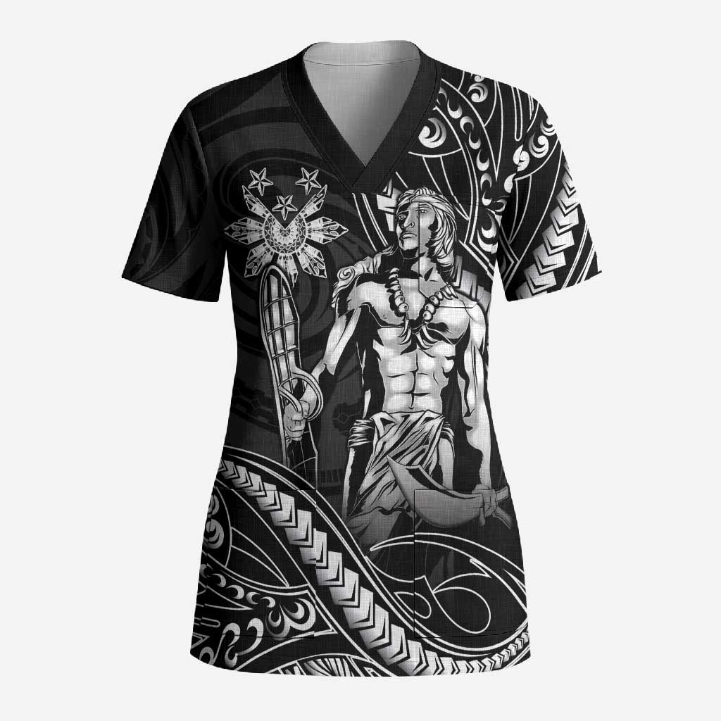 Filipinos Lapu Lapu Hero Scrub Top Black Polynesian Tribal Tattoo