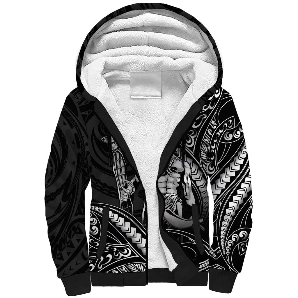 Filipinos Lapu Lapu Hero Sherpa Hoodie Black Polynesian Tribal Tattoo
