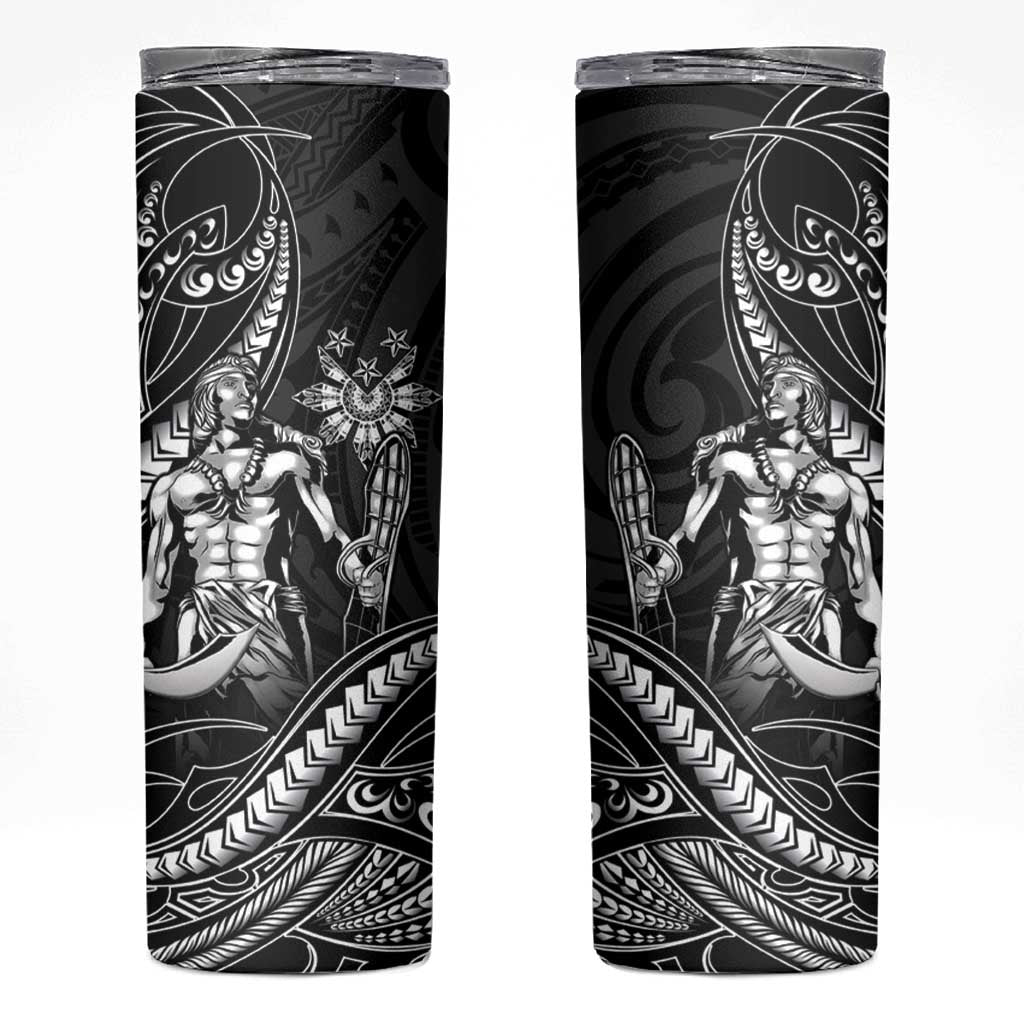 Filipinos Lapu Lapu Hero Skinny Tumbler Black Polynesian Tribal Tattoo LT05 Black - Polynesian Pride
