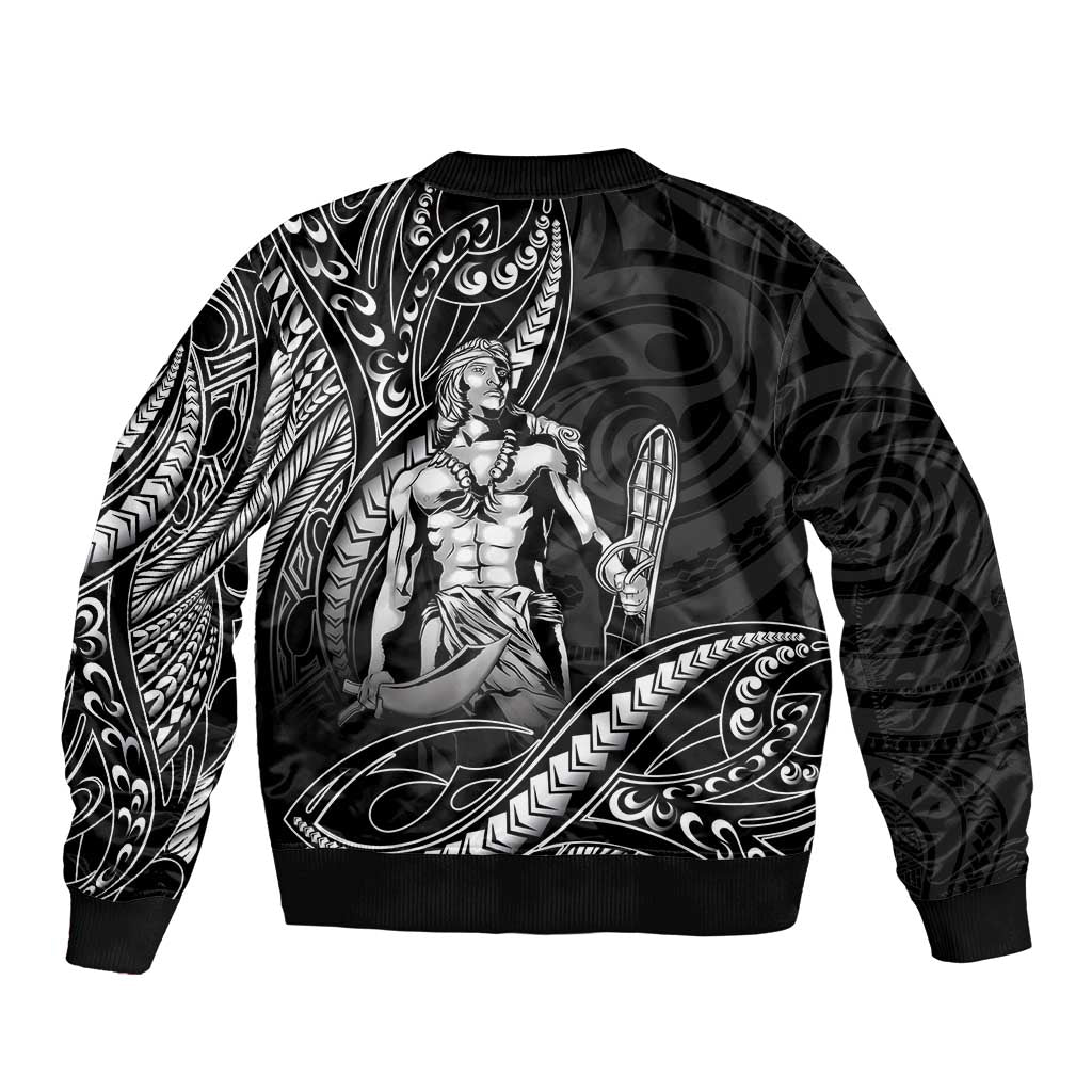 Filipinos Lapu Lapu Hero Sleeve Zip Bomber Jacket Black Polynesian Tribal Tattoo