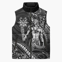 Filipinos Lapu Lapu Hero Sleeveless Puffer Jacket Black Polynesian Tribal Tattoo