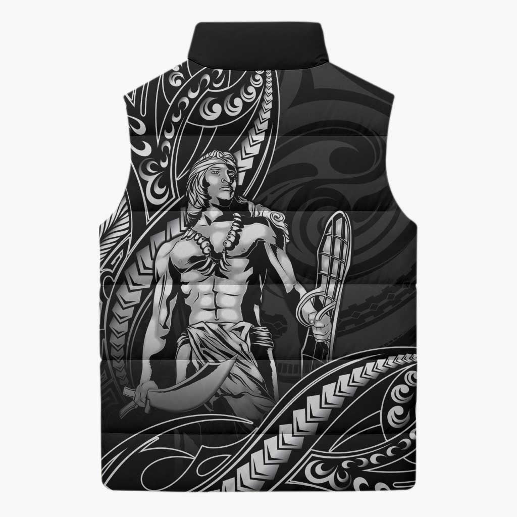 Filipinos Lapu Lapu Hero Sleeveless Puffer Jacket Black Polynesian Tribal Tattoo