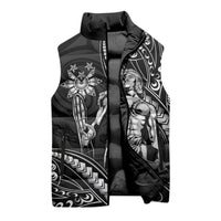 Filipinos Lapu Lapu Hero Sleeveless Puffer Jacket Black Polynesian Tribal Tattoo