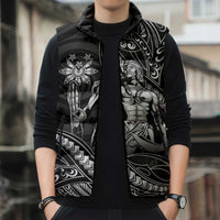Filipinos Lapu Lapu Hero Sleeveless Puffer Jacket Black Polynesian Tribal Tattoo