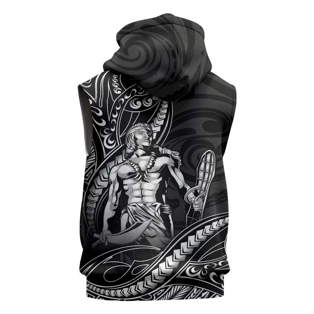 Filipinos Lapu Lapu Hero Sleeveless Zip Hoodie Black Polynesian Tribal Tattoo