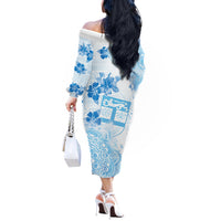 Happy Fiji Girmit Day Off The Shoulder Long Sleeve Dress Fijian Tapa With Mandala Pattern