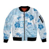 Happy Fiji Girmit Day Sleeve Zip Bomber Jacket Fijian Tapa With Mandala Pattern
