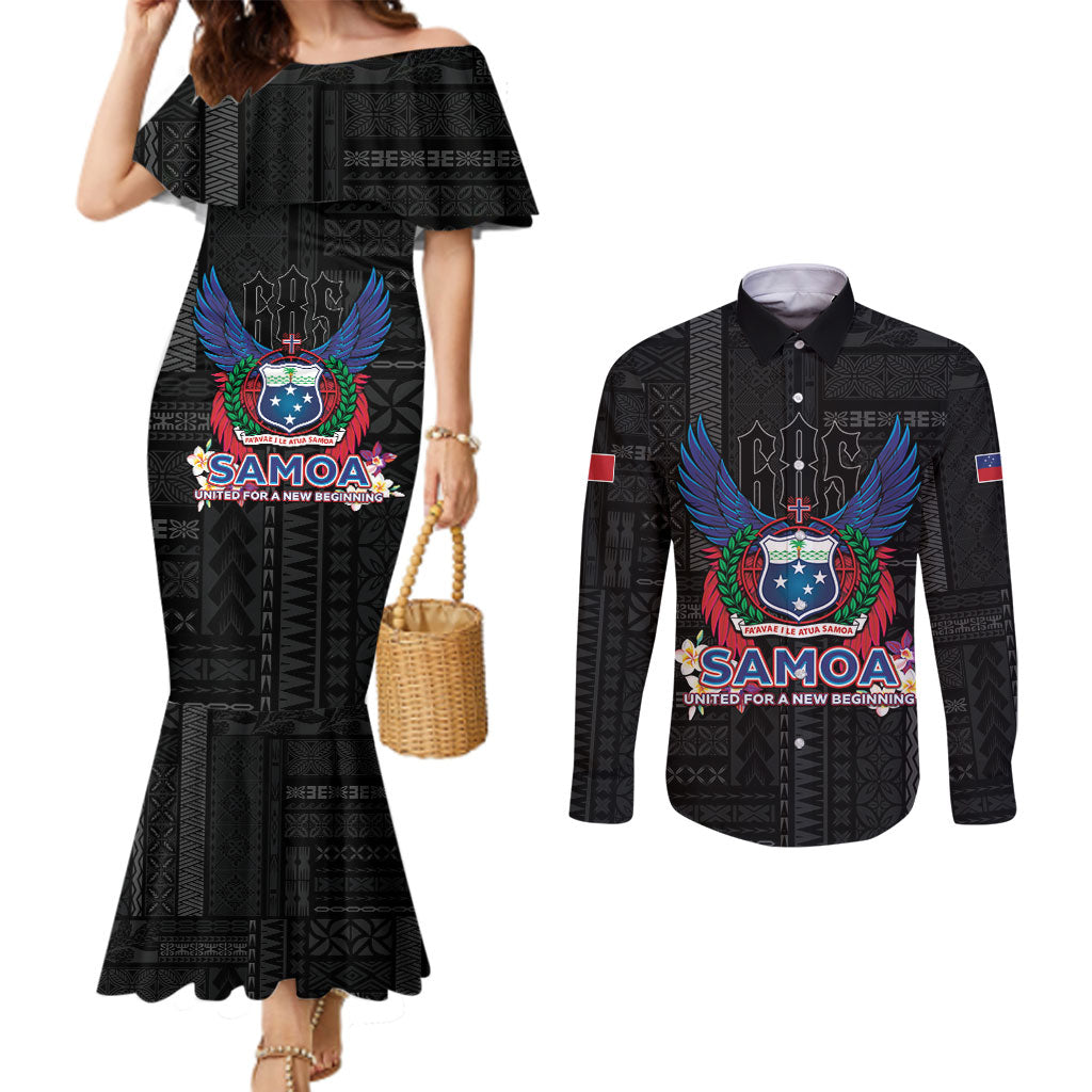 Samoa 64th Independence Anniversary Couples Matching Mermaid Dress and Long Sleeve Button Shirt