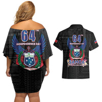 Samoa 64th Independence Anniversary Couples Matching Off Shoulder Short Dress and Hawaiian Shirt LT05 - Polynesian Pride