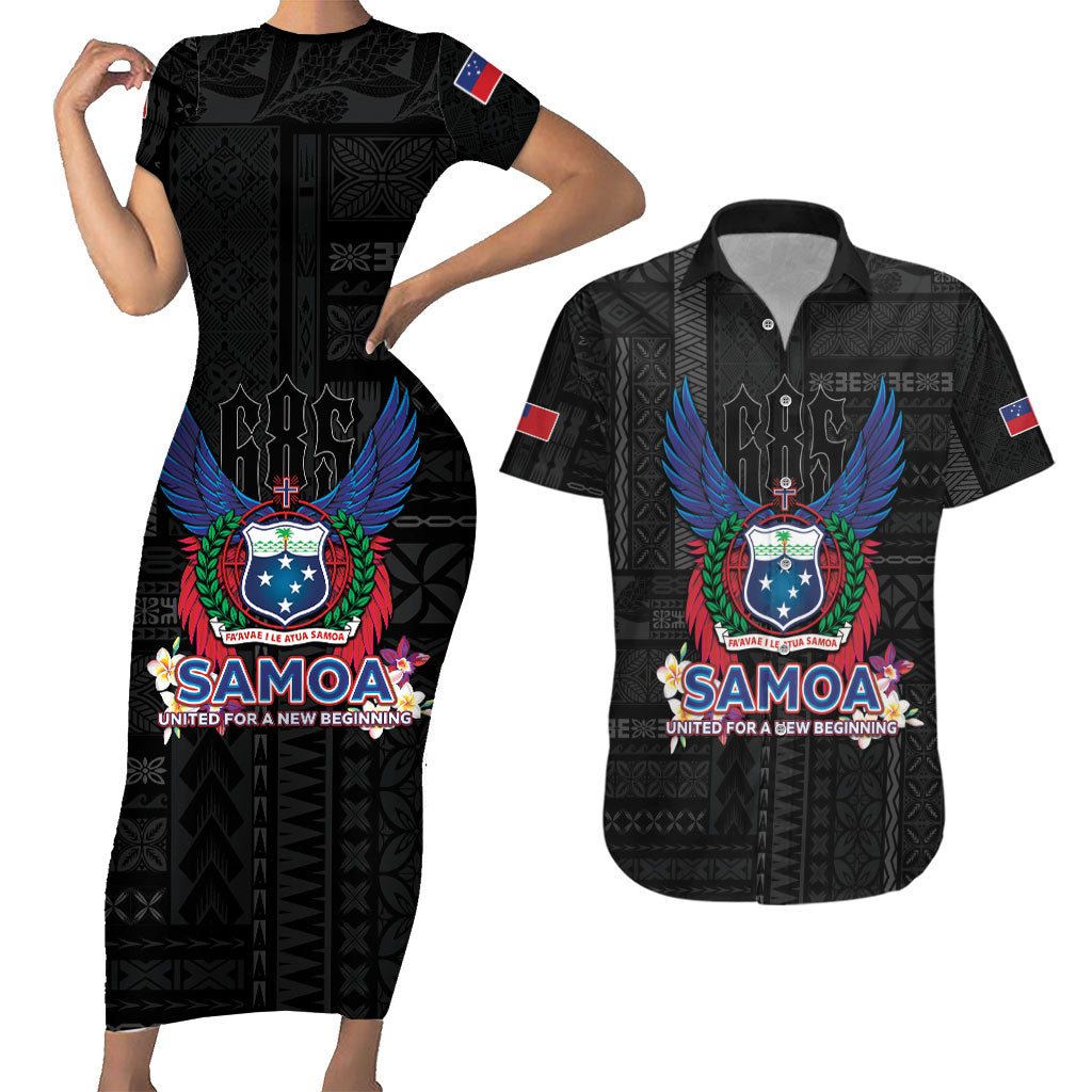 Samoa 64th Independence Anniversary Couples Matching Short Sleeve Bodycon Dress and Hawaiian Shirt