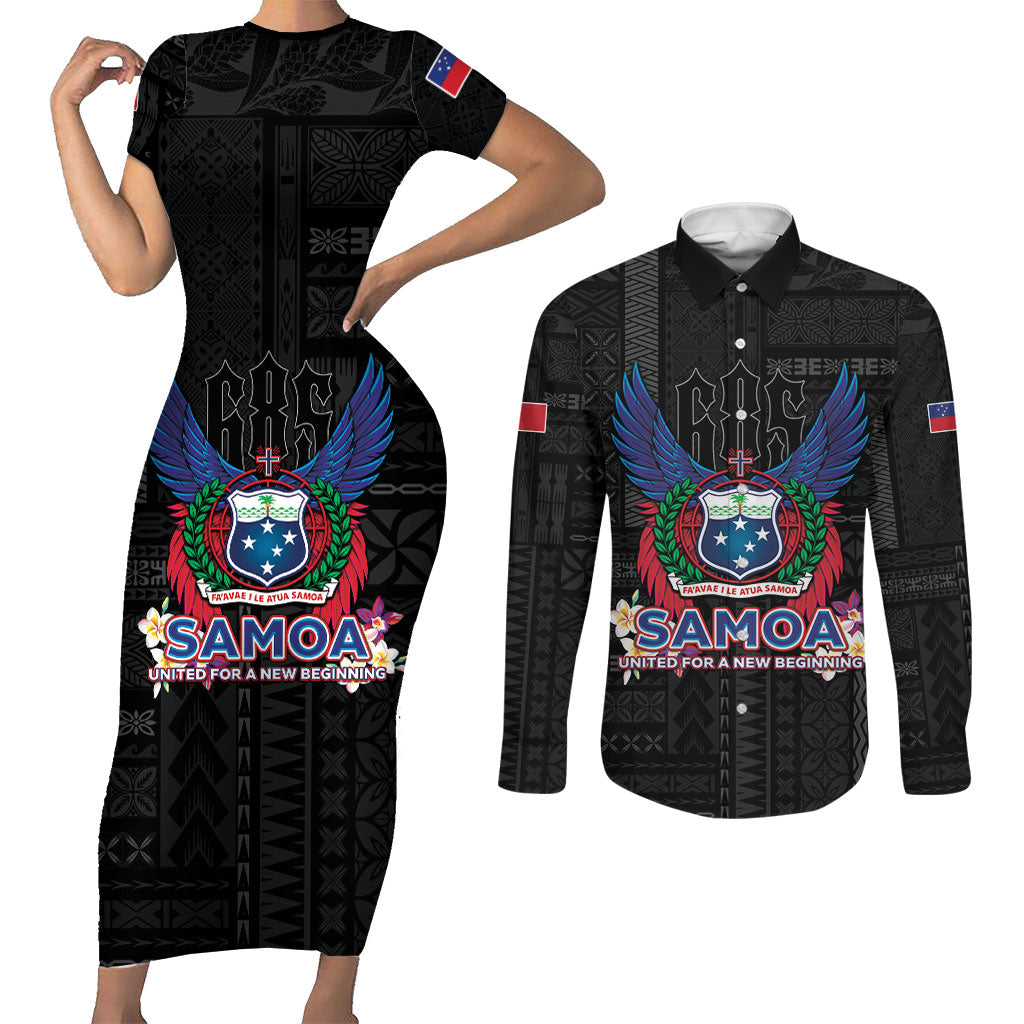 Samoa 64th Independence Anniversary Couples Matching Short Sleeve Bodycon Dress and Long Sleeve Button Shirt