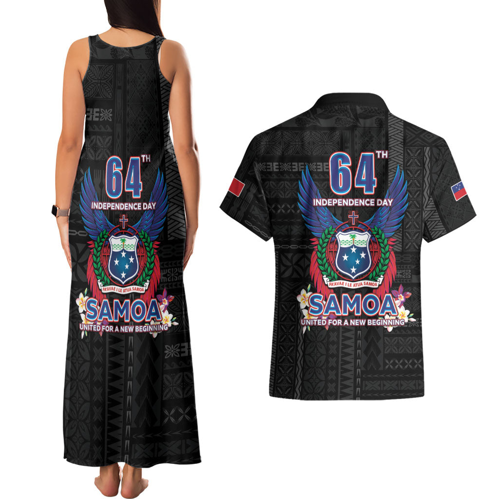 Samoa 64th Independence Anniversary Couples Matching Tank Maxi Dress and Hawaiian Shirt LT05 - Polynesian Pride