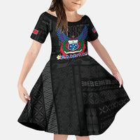 Samoa 64th Independence Anniversary Family Matching Long Sleeve Bodycon Dress and Hawaiian Shirt LT05 Daughter's Dress Black - Polynesian Pride