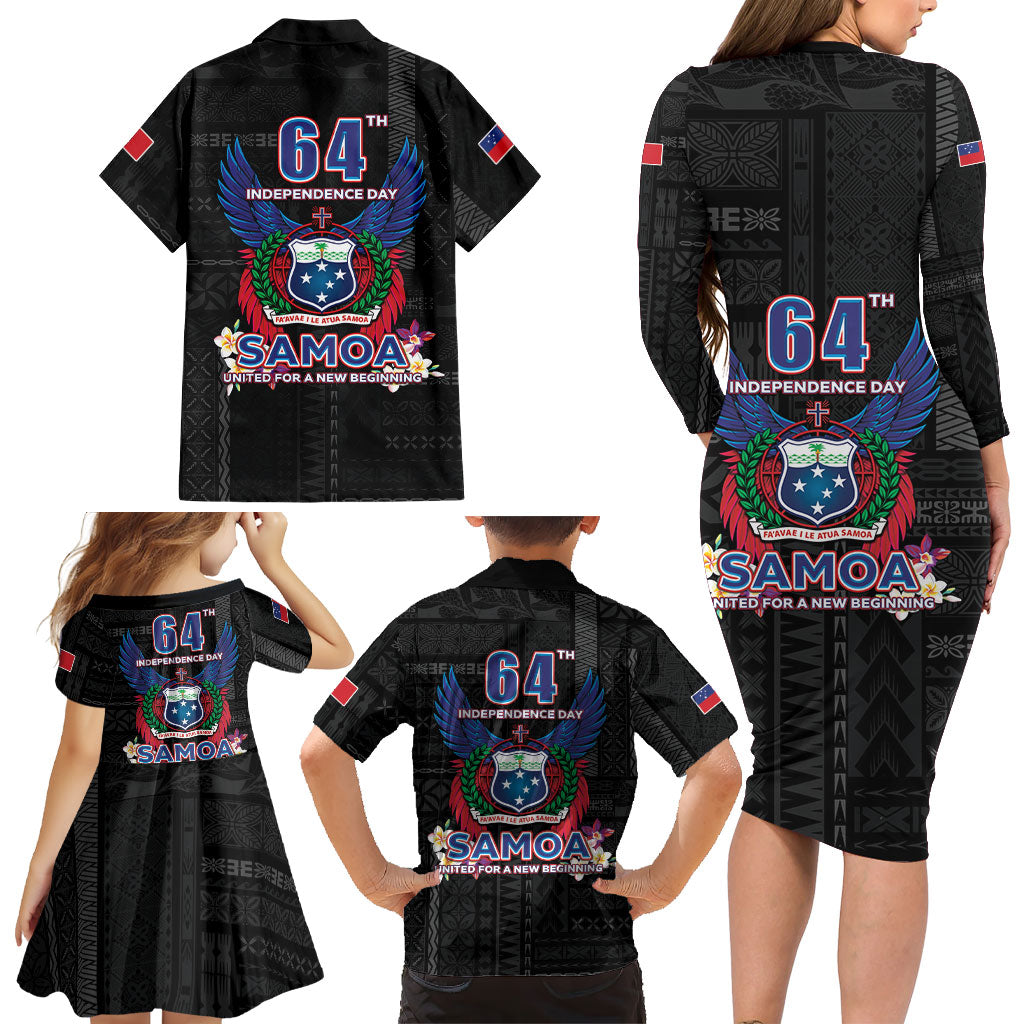 Samoa 64th Independence Anniversary Family Matching Long Sleeve Bodycon Dress and Hawaiian Shirt LT05 - Polynesian Pride