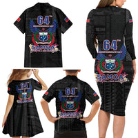 Samoa 64th Independence Anniversary Family Matching Long Sleeve Bodycon Dress and Hawaiian Shirt LT05 - Polynesian Pride