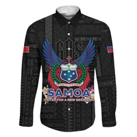 Samoa 64th Independence Anniversary Family Matching Long Sleeve Bodycon Dress and Hawaiian Shirt LT05 Dad's Shirt - Long Sleeve Black - Polynesian Pride
