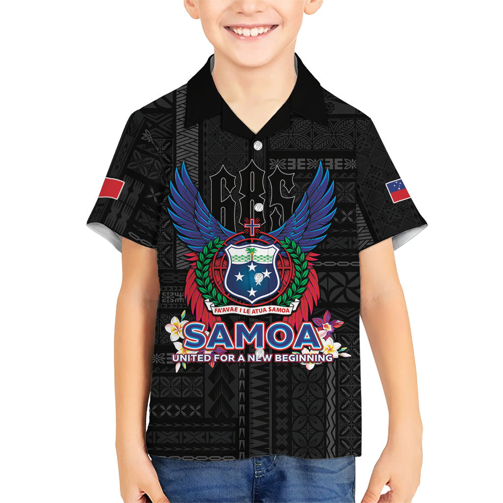 Samoa 64th Independence Anniversary Family Matching Long Sleeve Bodycon Dress and Hawaiian Shirt LT05 Son's Shirt Black - Polynesian Pride