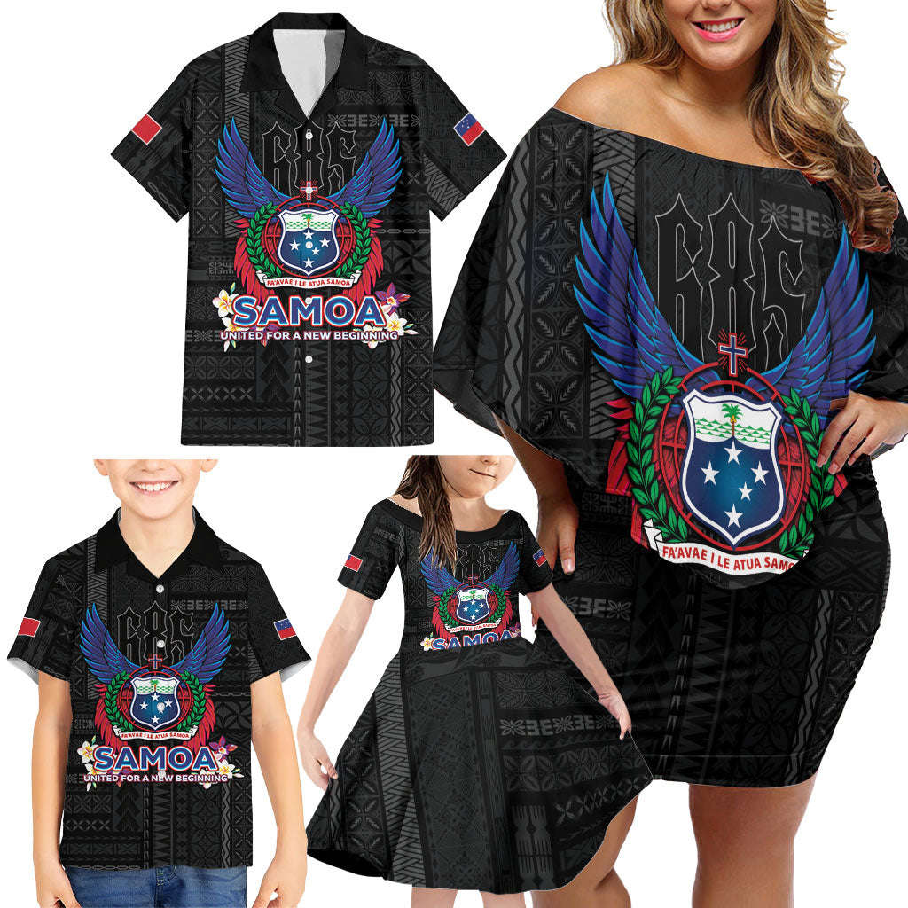 Samoa 64th Independence Anniversary Family Matching Off Shoulder Short Dress and Hawaiian Shirt