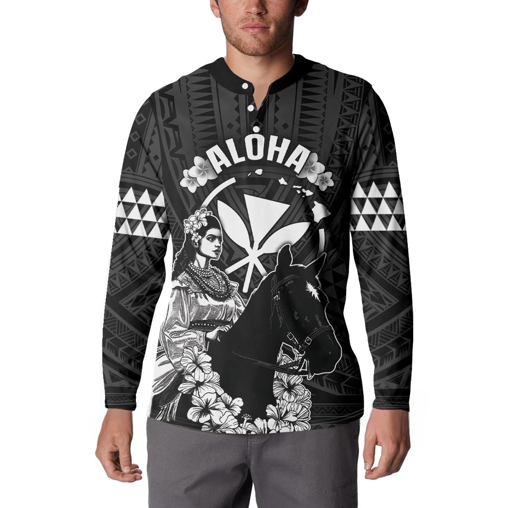 Hawaii King Kamehameha Day Parade Button Sweatshirt With Pa'u Riders Plumeria Kakau Tribal Pattern