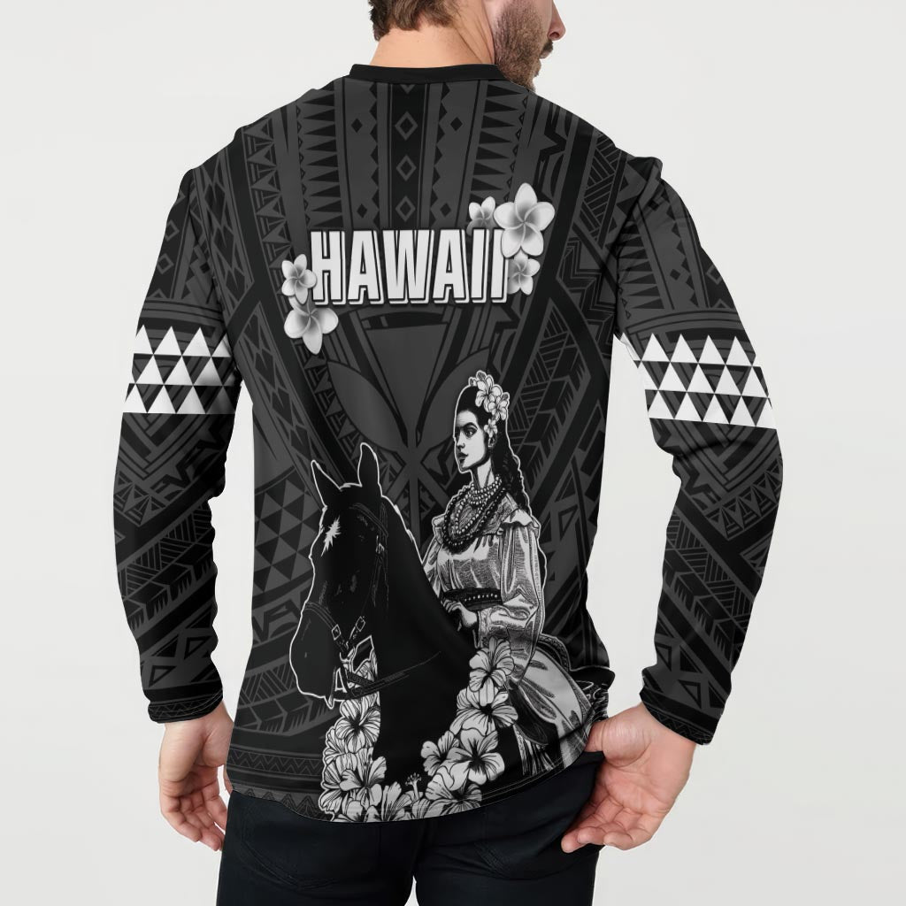 Hawaii King Kamehameha Day Parade Button Sweatshirt With Pa'u Riders Plumeria Kakau Tribal Pattern