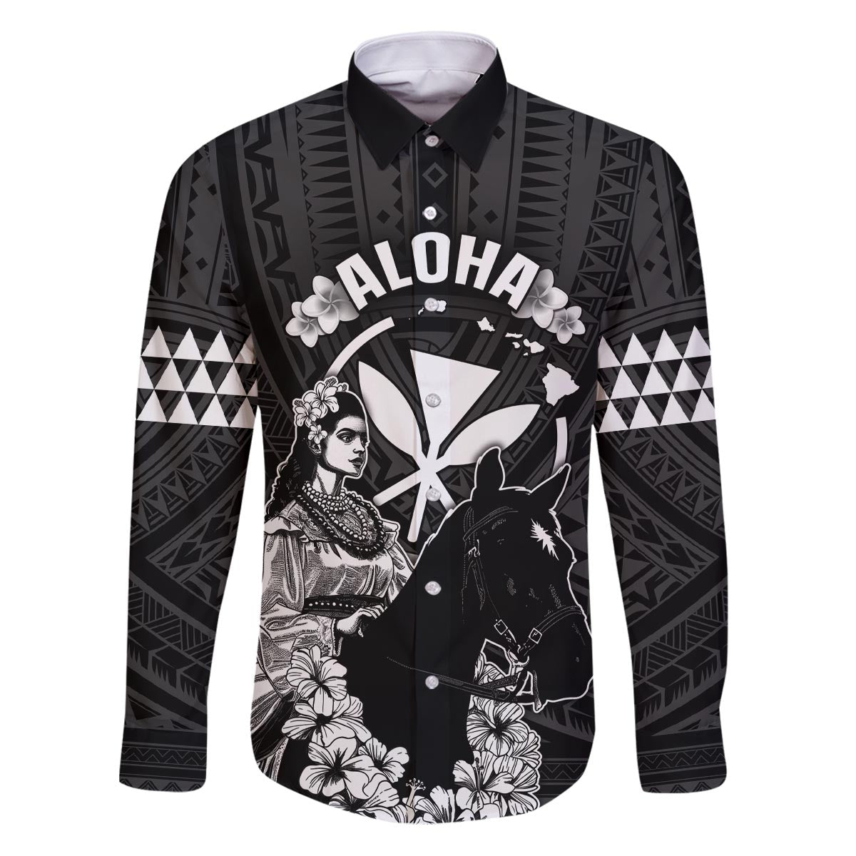 Hawaii King Kamehameha Day Parade Family Matching Puletasi and Hawaiian Shirt With Pa'u Riders Plumeria Kakau Tribal Pattern