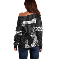 Hawaii King Kamehameha Day Parade Off Shoulder Sweater With Pa'u Riders Plumeria Kakau Tribal Pattern