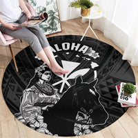 Hawaii King Kamehameha Day Parade Round Carpet With Pa'u Riders Plumeria Kakau Tribal Pattern