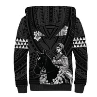 Hawaii King Kamehameha Day Parade Sherpa Hoodie With Pa'u Riders Plumeria Kakau Tribal Pattern