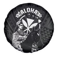 Hawaii King Kamehameha Day Parade Spare Tire Cover With Pa'u Riders Plumeria Kakau Tribal Pattern