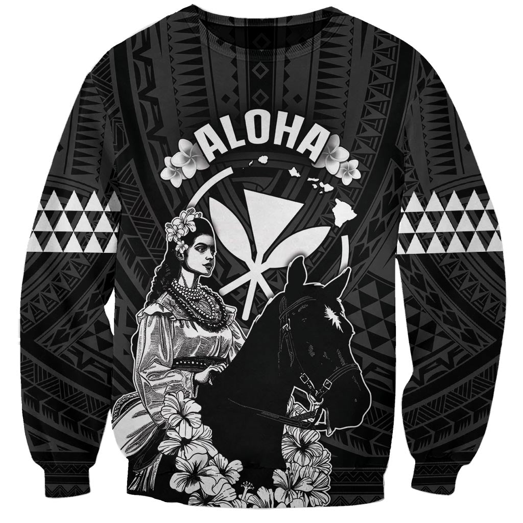 Hawaii King Kamehameha Day Parade Sweatshirt With Pa'u Riders Plumeria Kakau Tribal Pattern LT05 Unisex Black - Polynesian Pride