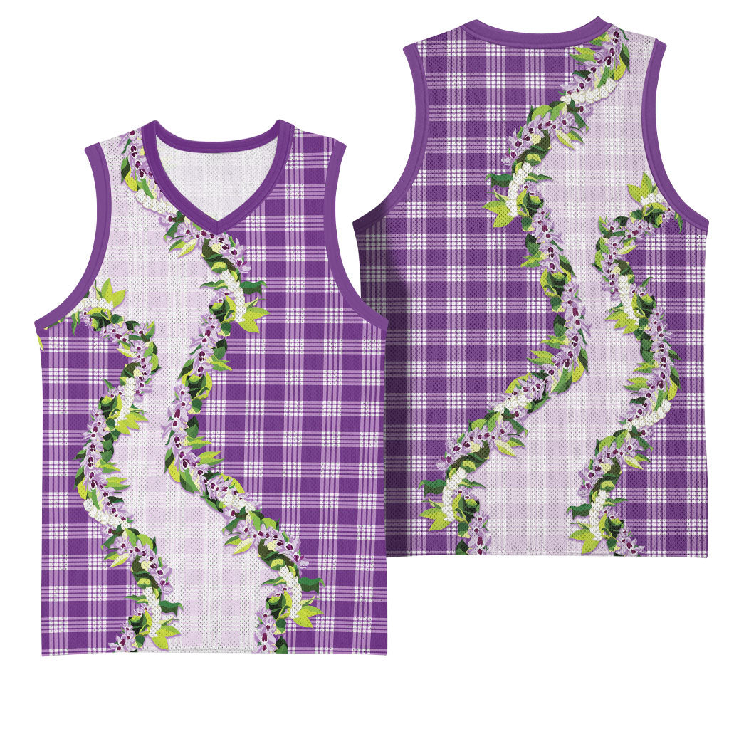 Violet Hawaii Palaka Basketball Jersey Maile Pikake Honohono Orchid Lei