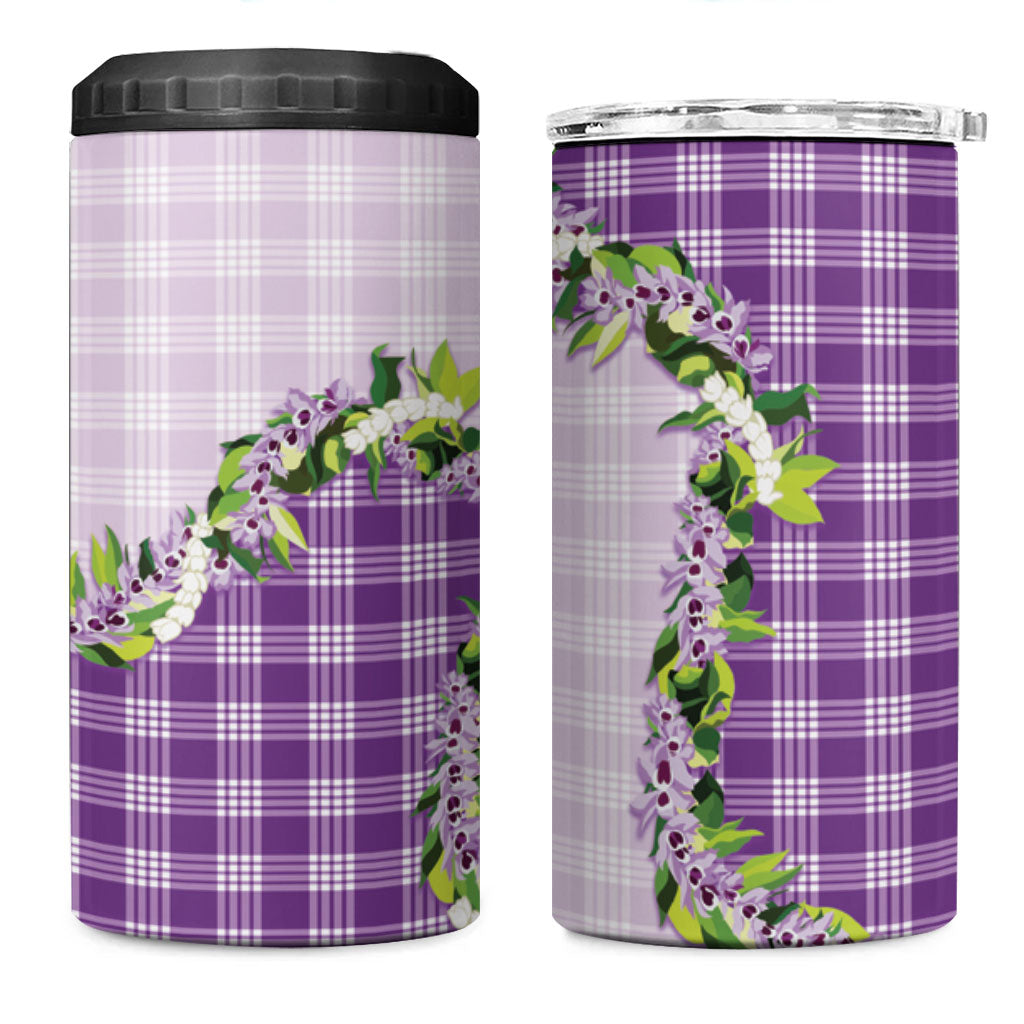 Violet Hawaii Palaka 4 in 1 Can Cooler Tumbler Maile Pikake Honohono Orchid Lei