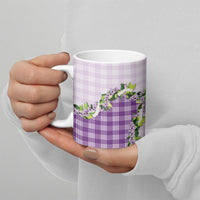 Violet Hawaii Palaka Ceramic Mug Maile Pikake Honohono Orchid Lei