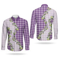 Violet Hawaii Palaka Couples Matching Short Sleeve Bodycon Dress and Long Sleeve Button Shirt Maile Pikake Honohono Orchid Lei LT05 - Polynesian Pride