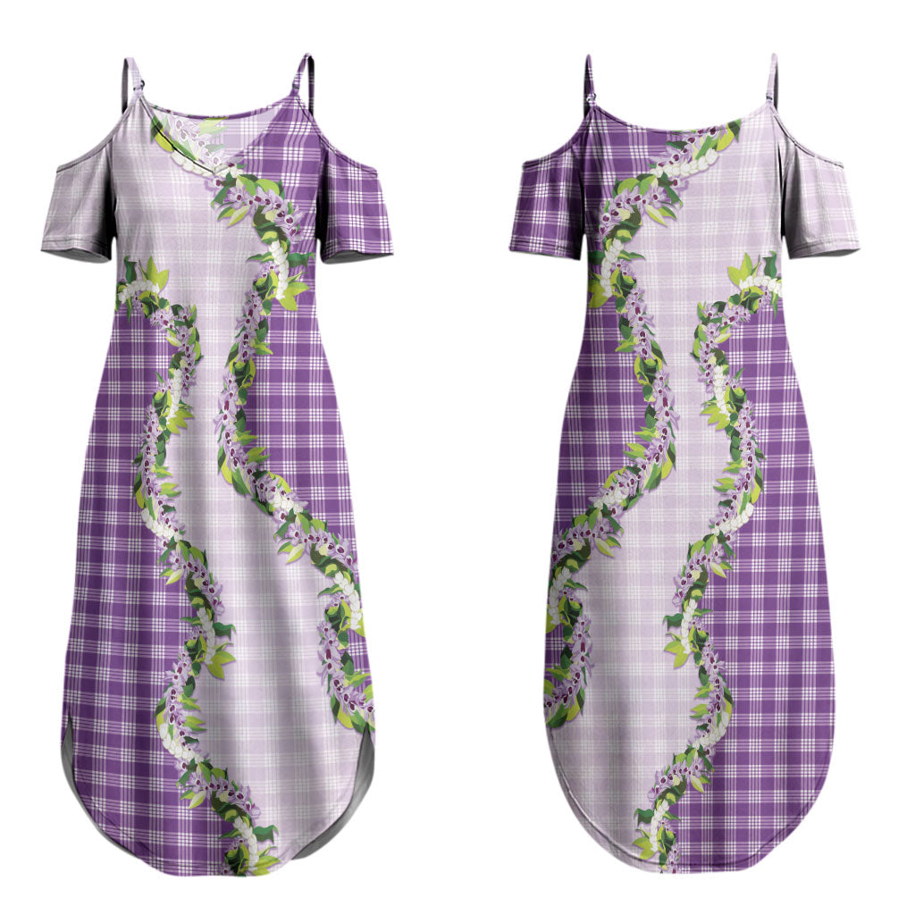 Violet Hawaii Palaka Couples Matching Summer Maxi Dress and Hawaiian Shirt Maile Pikake Honohono Orchid Lei LT05 - Polynesian Pride