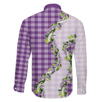 Violet Hawaii Palaka Family Matching Puletasi and Hawaiian Shirt Maile Pikake Honohono Orchid Lei