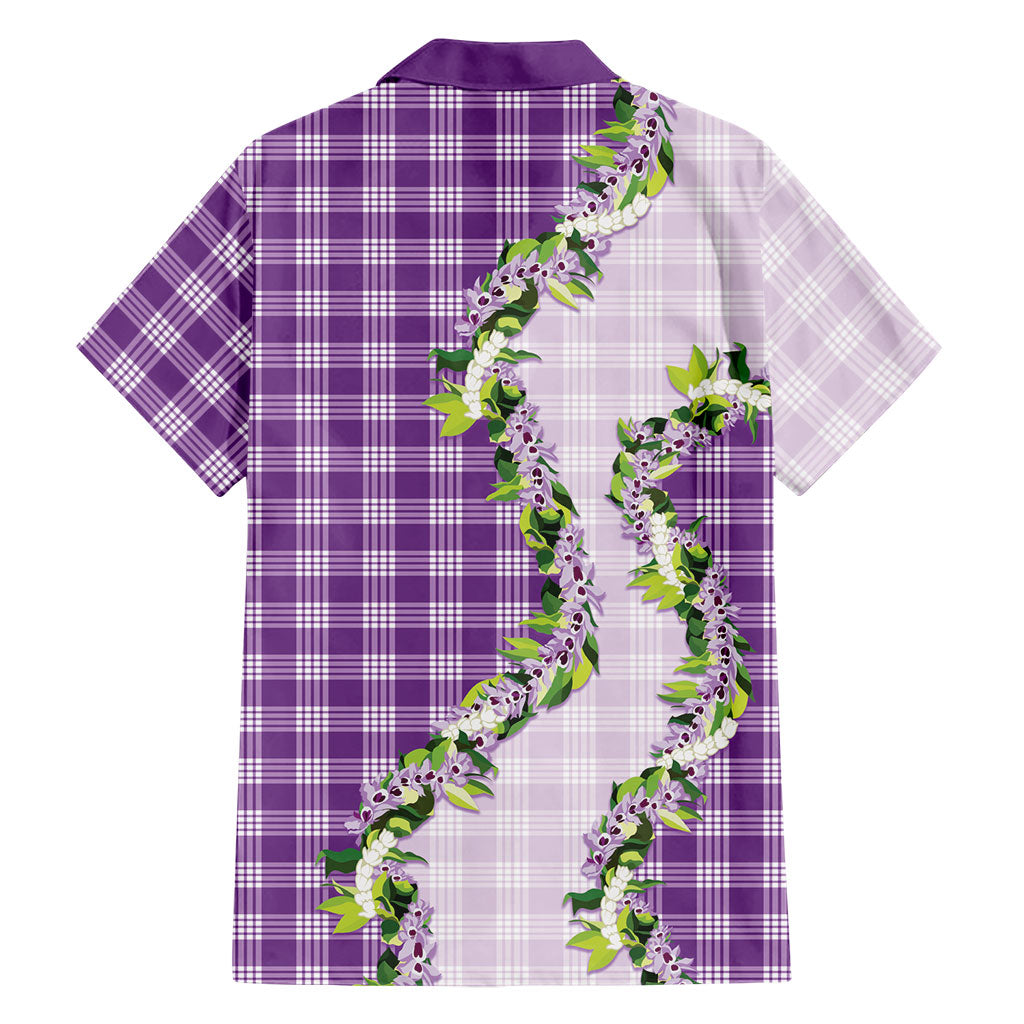 Violet Hawaii Palaka Family Matching Short Sleeve Bodycon Dress and Hawaiian Shirt Maile Pikake Honohono Orchid Lei