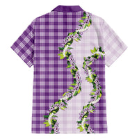 Violet Hawaii Palaka Family Matching Short Sleeve Bodycon Dress and Hawaiian Shirt Maile Pikake Honohono Orchid Lei